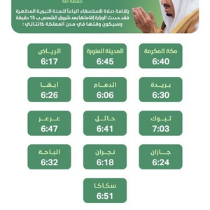 Important Arabie Saoudite `Islamic Affairs` publie les dates des prières de pluie dans les