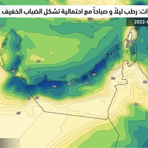 الإمارات: أجواء رطبة في ساعات الليل والصباح مع احتمالية تشكل الضباب على بعض المناطق الساحلية الغربية الأيام القادمة