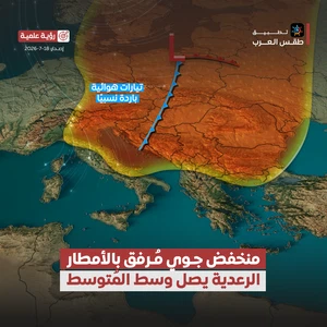 A low-pressure system accompanied by a strong rain front is reaching the central Mediterranean.