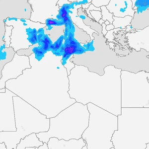 منخفض جوي على غرب المتوسط تشمل تأثيرات المغرب العربي مع تساقط الثلوج فوق الجبال
