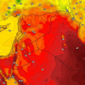 Kuwait | Higher temperatures than their average on Monday, and very hot weather with blowing winds