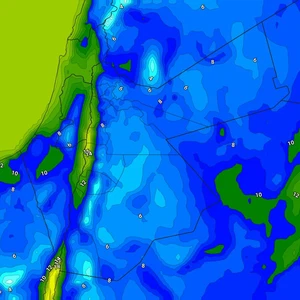 Jordan: A sharp drop in temperatures of 15 degrees Celsius, with the weather turning from warm to cold tonight.