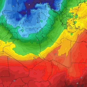 A low-pressure system accompanied by a very cold air mass of polar origin is affecting North Africa.