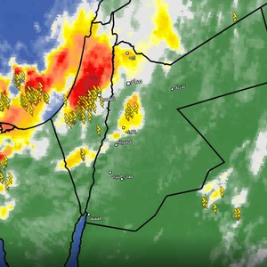 Jordan/Weather Update: Strong thunderstorms approaching the central Jordan Valley and the Dead Sea, accompanied by heavy rain