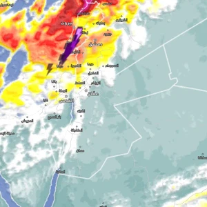 Weather update: Rain and hail showers in Irbid, Ajloun, and Jerash, and starting to fall on the capital Amman, intensifying to become very heavy in the coming hours.