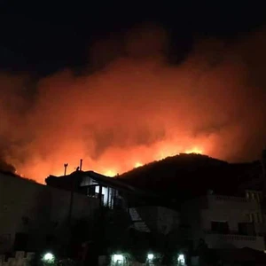 Pictures: Several fires broke out today in the western countryside of Homs and parts of the Tartous countryside