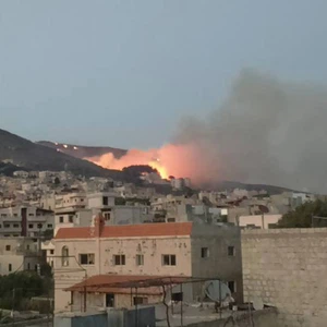 Pictures: Several fires broke out today in the western countryside of Homs and parts of the Tartous countryside