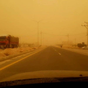 ‏عاصفة رملية‬ تؤثر على طريق المفرق اربد الصورة من الصديق Sami Abu Jad Srh