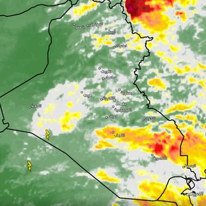 Iraq at 5:28 pm | Cumulus clouds accompanied by rainfall of varying intensity are affecting some areas at this time