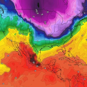 Major consequences of polar vortex split, resulting in a cold wave that brings temperatures to -50 degrees Celsius in the United States