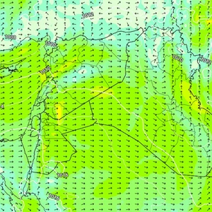 Jordan: Very dusty weather expected on Saturday with a chance of muddy rain showers in some areas.