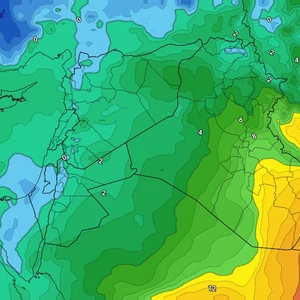 الأردن | منخفض جوي من الدرجة الثانية مصحوب بكتلة هوائية شديدة البرودة الجمعة ويتبع بتيارات هوائية غربية رطبة للغاية السبت.التفاصيل