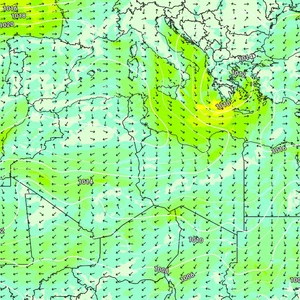 المنخفض الجوي في وسط البحر المتوسط يزداد تعمقه ويتحرك نحو جزيرة كريت الأربعاء  