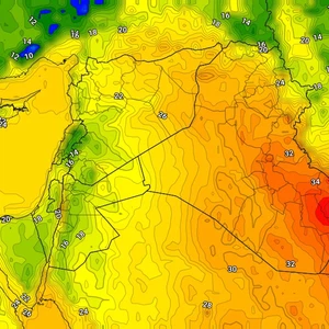 الأردن: مناطق تصل بها درجات الحرارة الصغرى الى مادون 15 مئوية