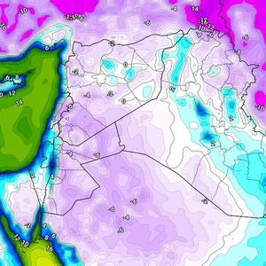 حالة شديدة من الصقيع والانجماد الليلة وصباح الأحد تشمل مساحات واسعة من بلاد الشام والعراق وشمال السعودية