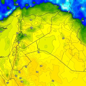 Irak | Vents du sud-est soufflant mardi et faible probabilité d'averses locales de pluie dans des zones limitées