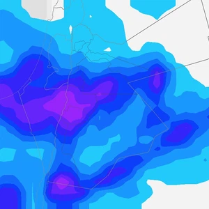 The low-pressure system is bringing large amounts of rain to the southern regions, and flash floods are expected in the slopes and ravines, causing valleys to overflow.