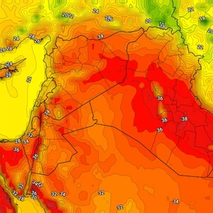العراق | استمرار الأجواء الحارة الثلاثاء وسُحب رعدية تترافق بالرياح الهابطة على المناطق الشمالية