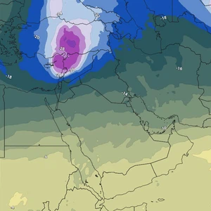 Les vents polaires s'intensifient pour la première fois dans la région et s'accompagnent d'un temps extrêmement froid et de fortes chutes de neige concentrées sur les sommets des montagnes de Syrie, du Liban et du nord de l'Irak.