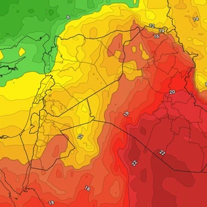 Irak | Temps chaud, orages de pluie dimanche, baisse importante des températures et poussière lundi