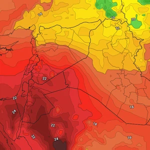 The Kingdom will be increasingly affected by a relatively hot air mass on Wednesday and Thursday, with chances of dust and thunderstorms in the desert regions.