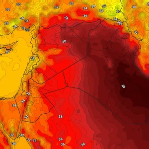 Irak | L'anticyclone en altitude augmente et le retour des 50 Celsius dans le pays dans les prochains jours