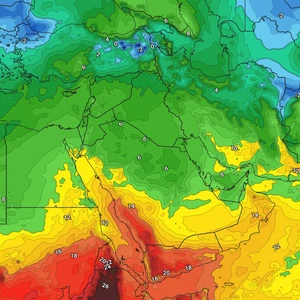 A cold air mass affects the Arabian Gulf and a drop in temperatures at ...