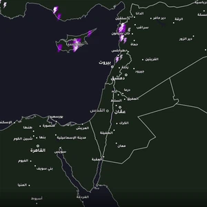 لبنان وسوريا |4:25م- أمطار غزيرة في بعض المناطق 