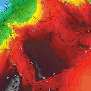 Arabian Gulf | Hot air mass and high temperatures in the coming days, with chances of thunderstorms in some areas