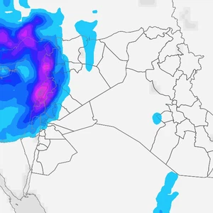 The Levant: Monitoring the first low-pressure system bringing abundant rain to several regions, especially Syria and Lebanon.