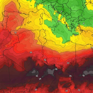 A suffocating heat wave in Europe is countered by a cold air mass rushing towards our region.