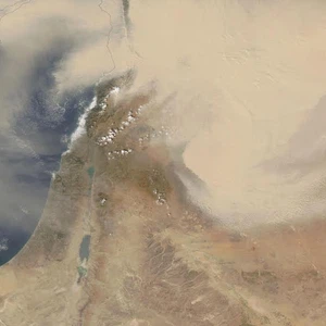 صور الأقمار الاصطناعية الأخيرة تظهر عاصفة رملية فوق بلاد الشام