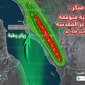 مؤشرات على عواصف رعدية في مكة المكرمة خلال فترة الحج 