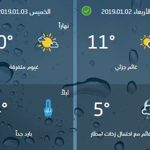 حالة الطقس خلال الأيام الأولى من العام الجديد