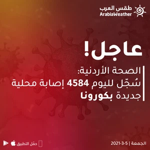 الصحة الأردنية: سُجل لليوم 29 حالة وفاة جديدة بكورونا و4584 إصابة