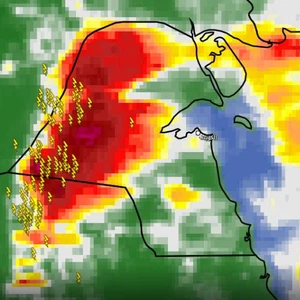 Mise à jour 14h30 | De forts orages se précipitant vers le Koweït en provenance de l'ouest