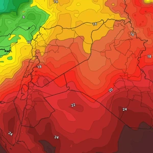 A Khamsin depression is approaching the region on Saturday, forcing temperatures to rise again.
