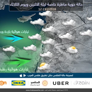 ازدياد تأثر لبنان تدريجياً بحالة من عدم الإستقرار الجوي واستمرار تأثيرها حتى مساء الثلاثاء