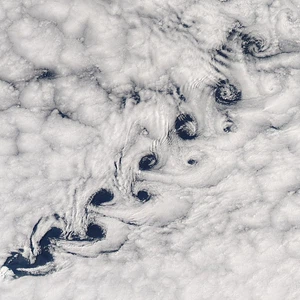 Video capture of a mysterious phenomenon of swirling clouds off the coast of Mexico