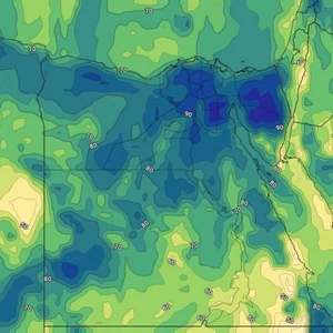 الرطوبة النسبية خلال الحالة الجوية على مصر 