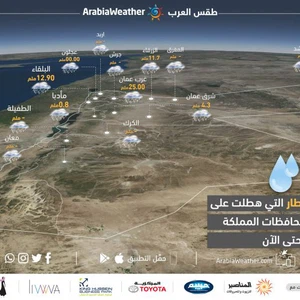 كميات الهطول المطري حتى مساء اليوم الثلاثاء الموافق 5-3-2019 بحسب محطات رصد طقس العرب المتوفرة حالياً