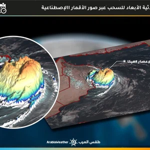 لقطة ثلاثية الأبعاد تُظهر قوة السُحب المُصاحبة لإعصار هيكا - طقس العرب