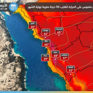 الخليج العربي: أول موجة حارة تؤثر على المنطقة نهاية الشهر و تصل معها درجة الحرارة إلى اعتاب 50 درجة مئوية في بعض المناطق | عرب تايم