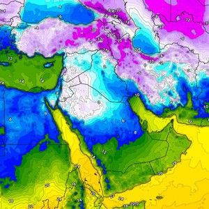 A cold wave is affecting the eastern Mediterranean, accompanied by minimum temperatures below zero in large areas.