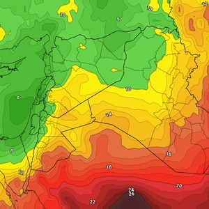 الأردن: حالة الطقس ودرجات الحرارة المتوقعة يومي الثلاثاء والأربعاء ان شاء الله