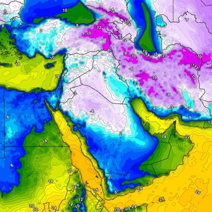 موجة قارسة البرودة تؤثر على شرق المتوسط ترفق بدرجات حرارة صغرى تحت الصفر في مساحات واسعة