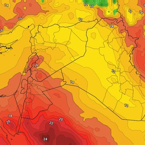 Jordanie : Le Royaume sera de plus en plus affecté par la masse d&#39;air chaud mercredi et jeudi, avec une activité attendue de vents d&#39;est par intervalles.