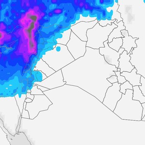 Levant: Flood warning. Heavy rains expected in Syria and Lebanon, with snow showers in Qornet el-Sawda.
