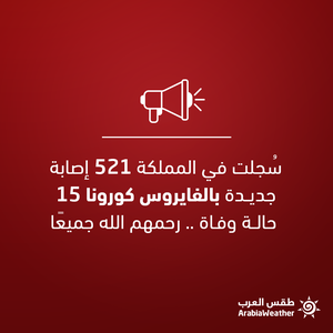 الصحة الأردنية : سًجل لليوم 521 إصابة جديدة بالفايروس كورونا و 15 حالة وفاة - رحمهم الله جميعًا