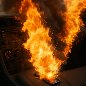 بالفيديو | انفجار هاتف محمول بسبب الحر يشعل حريقًا داخل مركبة في الأردن والسائق يحذر